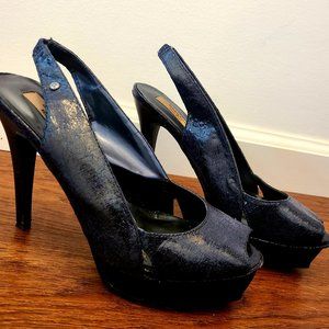 Vera Wang Navy Peep Toe Heels